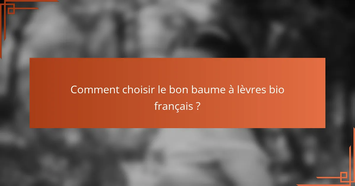Comment choisir le bon baume à lèvres bio français ?
