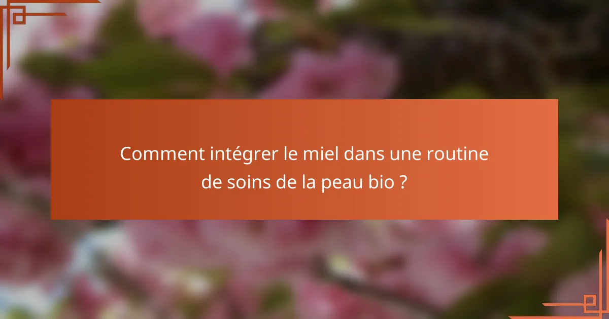 Comment intégrer le miel dans une routine de soins de la peau bio ?