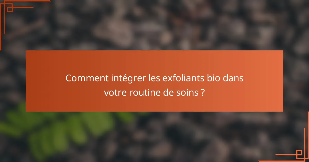 Comment intégrer les exfoliants bio dans votre routine de soins ?