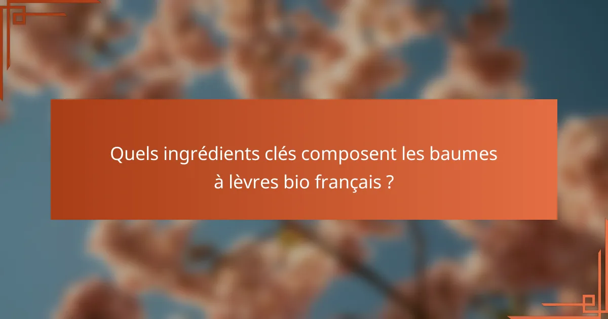 Quels ingrédients clés composent les baumes à lèvres bio français ?