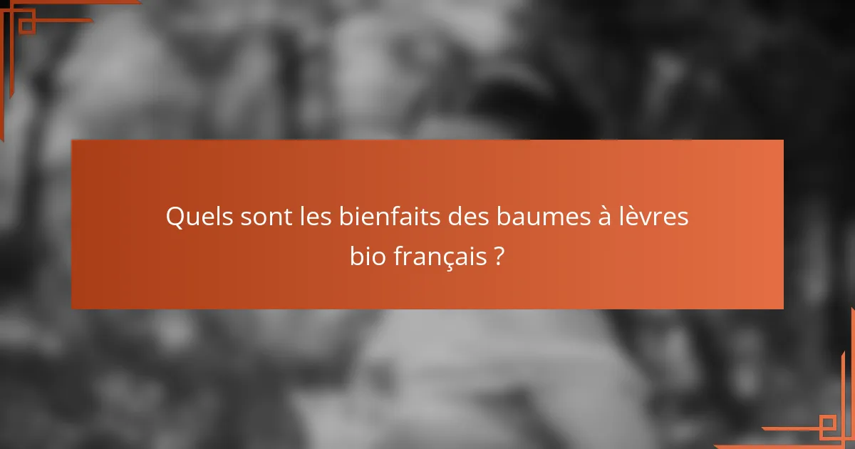 Quels sont les bienfaits des baumes à lèvres bio français ?