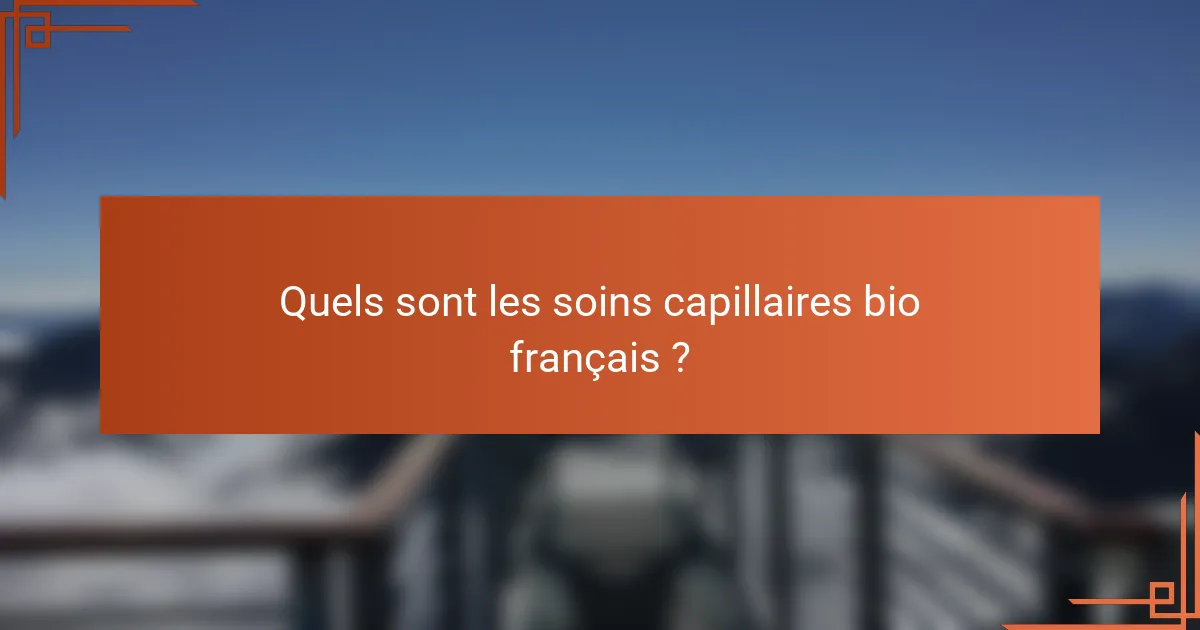 Quels sont les soins capillaires bio français ?